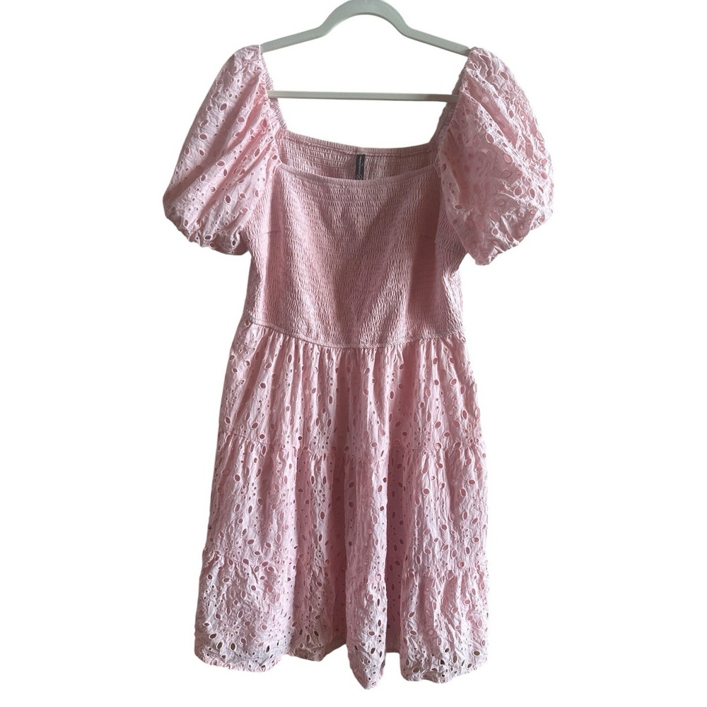 Pretty Garden Pink Baby Doll‎ Milk Maid Short Extra Large Eyelet Mini Dress